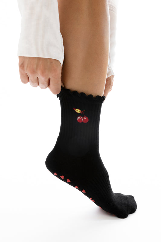 Very Cherry Grip Sox Black