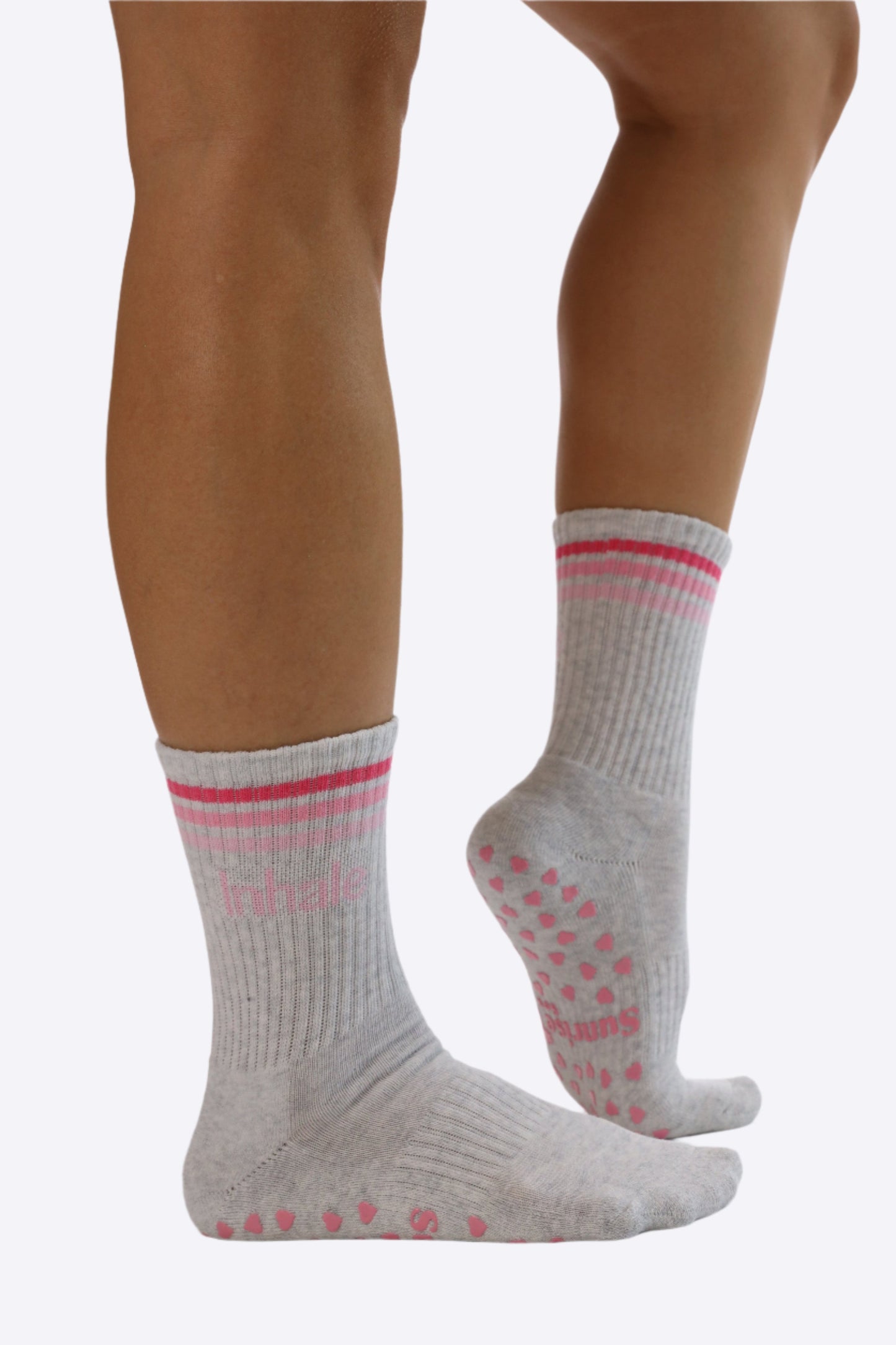 Inhale Exhale Gray Grip Sox