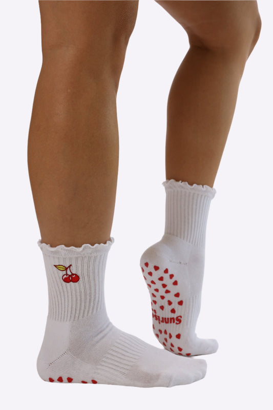 Very Cherry Grip Sox White